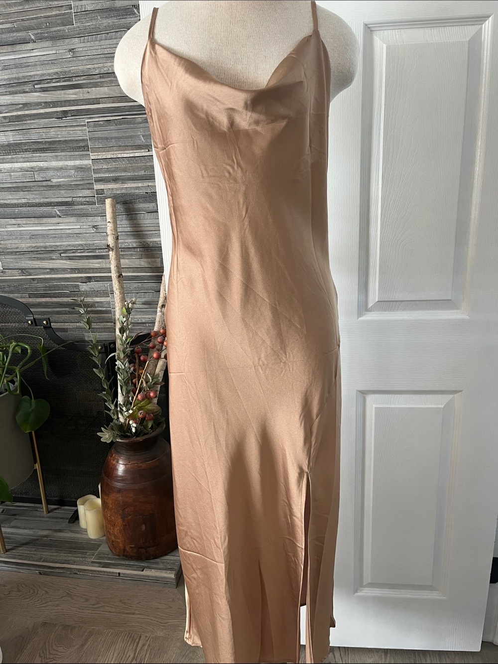 NWT Champagne Satin Slip Dress